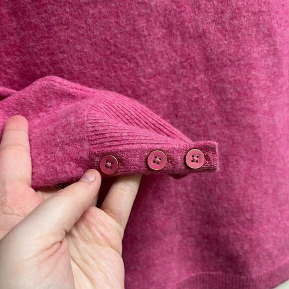 Talbots Pure Cashmere Pink Long Sleeve Sweater w/ Buttoned Sleeves SZ M Petite - Picture 5 of 5